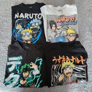 Men’s Small Anime Graphic Tee Bundle Naruto, Naruto Shippuden & My Hero Academia